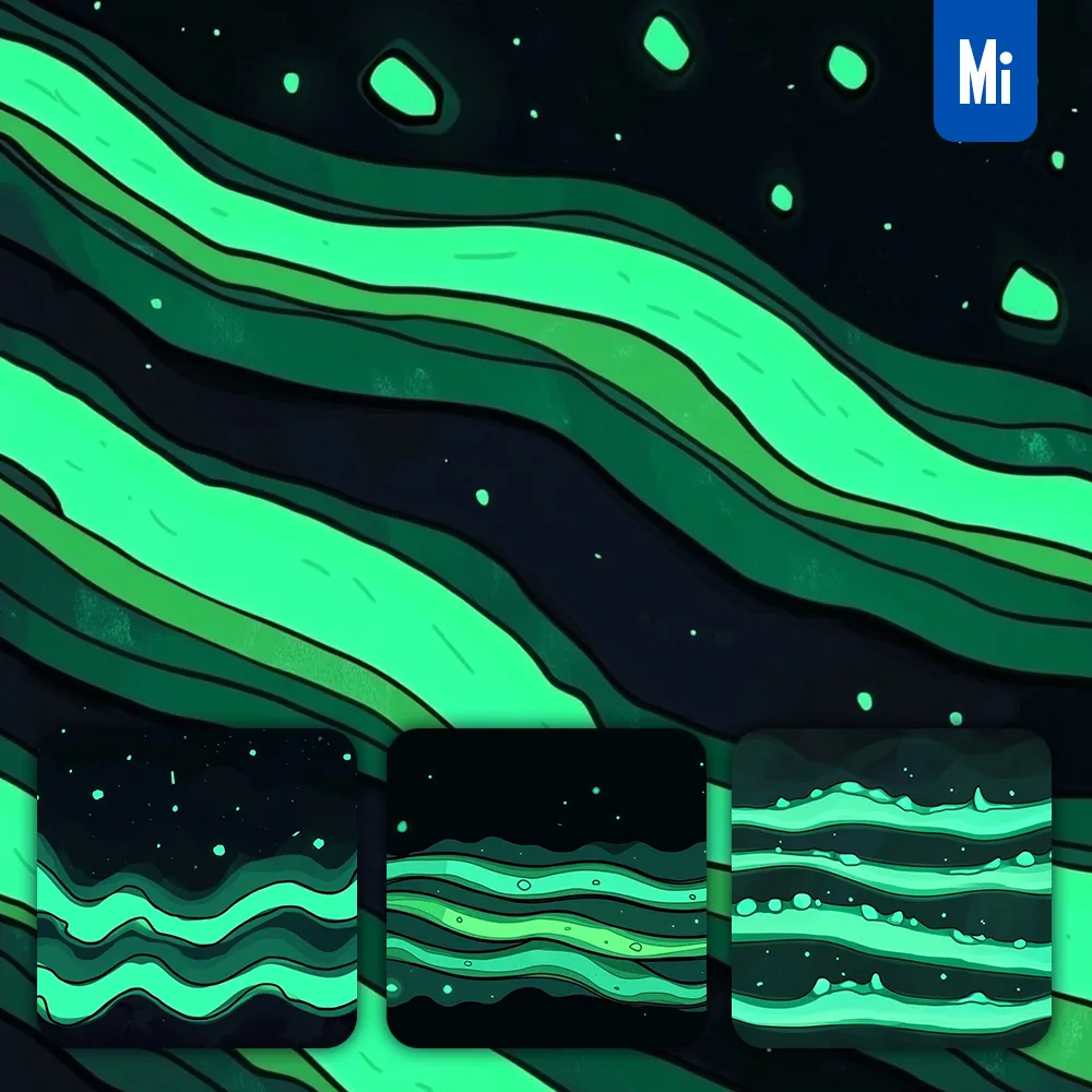 Midjourney Prompt Wave Minimalistic Abstract Background Wallpaper Green Animation Illustration