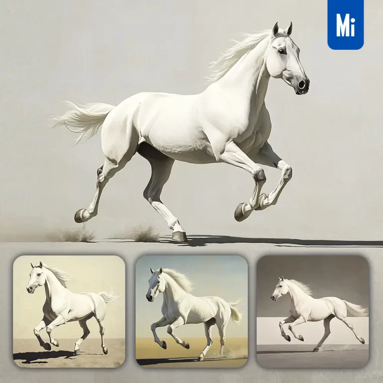 midjourney prompt white horse running sketch detail oil painting photography