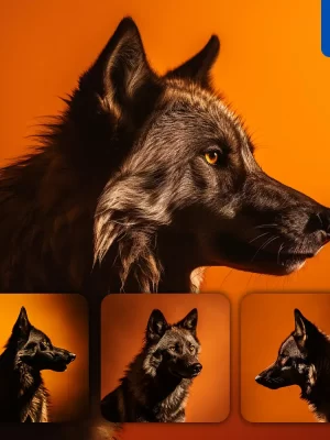 Midjourney Prompt Wolf Head Face Side Yellow Silhouette Photography