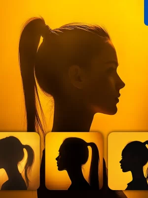 Midjourney Prompt Woman Lady Ponytail Female Head Face Side Yellow Silhouette Photography