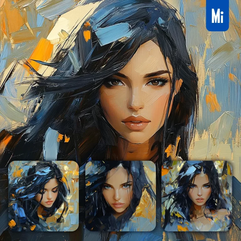 midjourney prompt woman portrait beautiful girl brush stroke oil painting brushwork