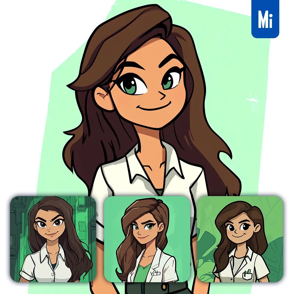 Midjourney Prompt Woman Shirt Girl Doctor Cartoon Animation