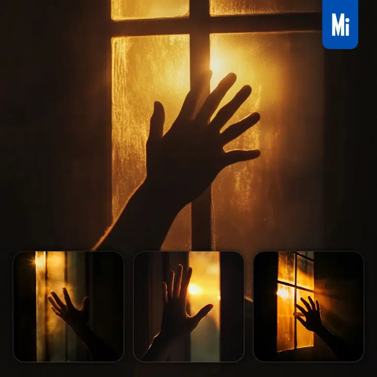 midjourney prompt yellow warm hand silhouette window light lighting sunlight shine dazzles