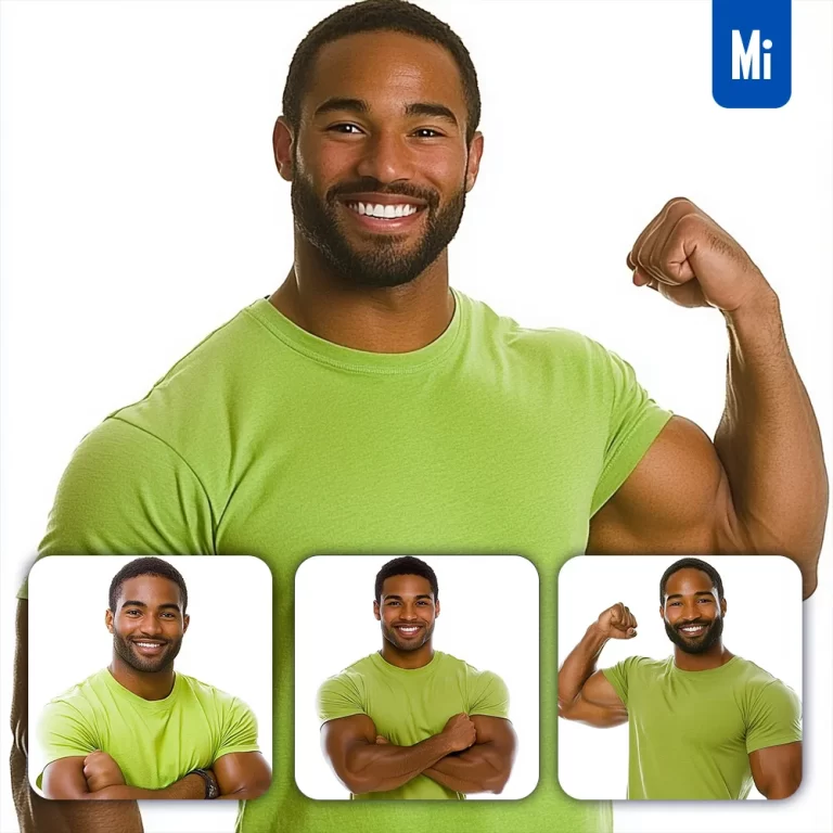 midjourney prompt African American man fitness strong lime green T-shirt photography