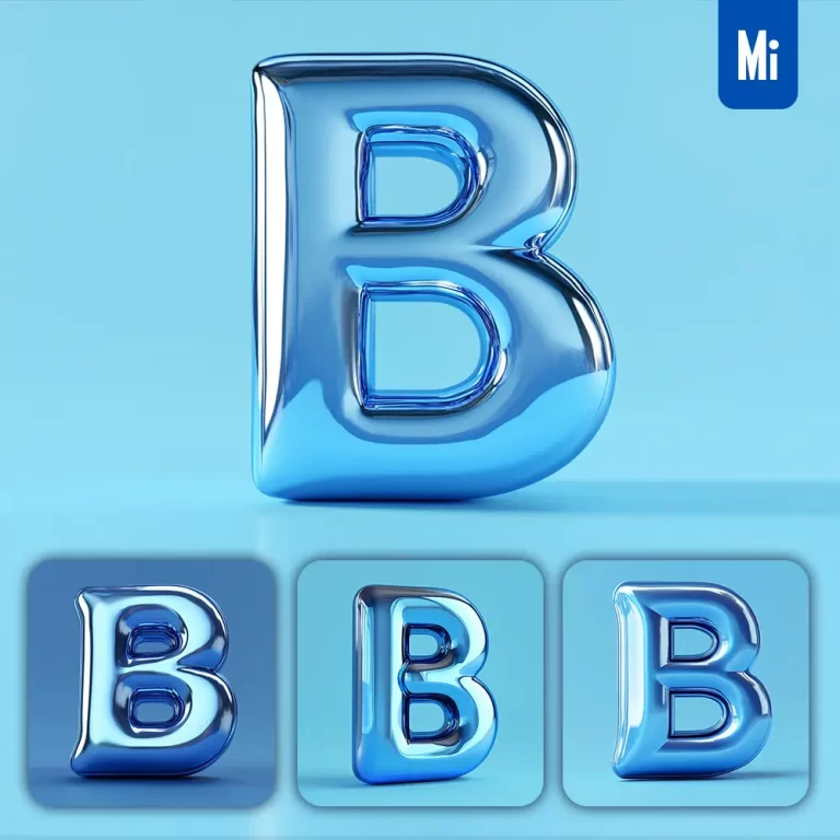 midjourney prompt B letter blue 3D smooth C4D