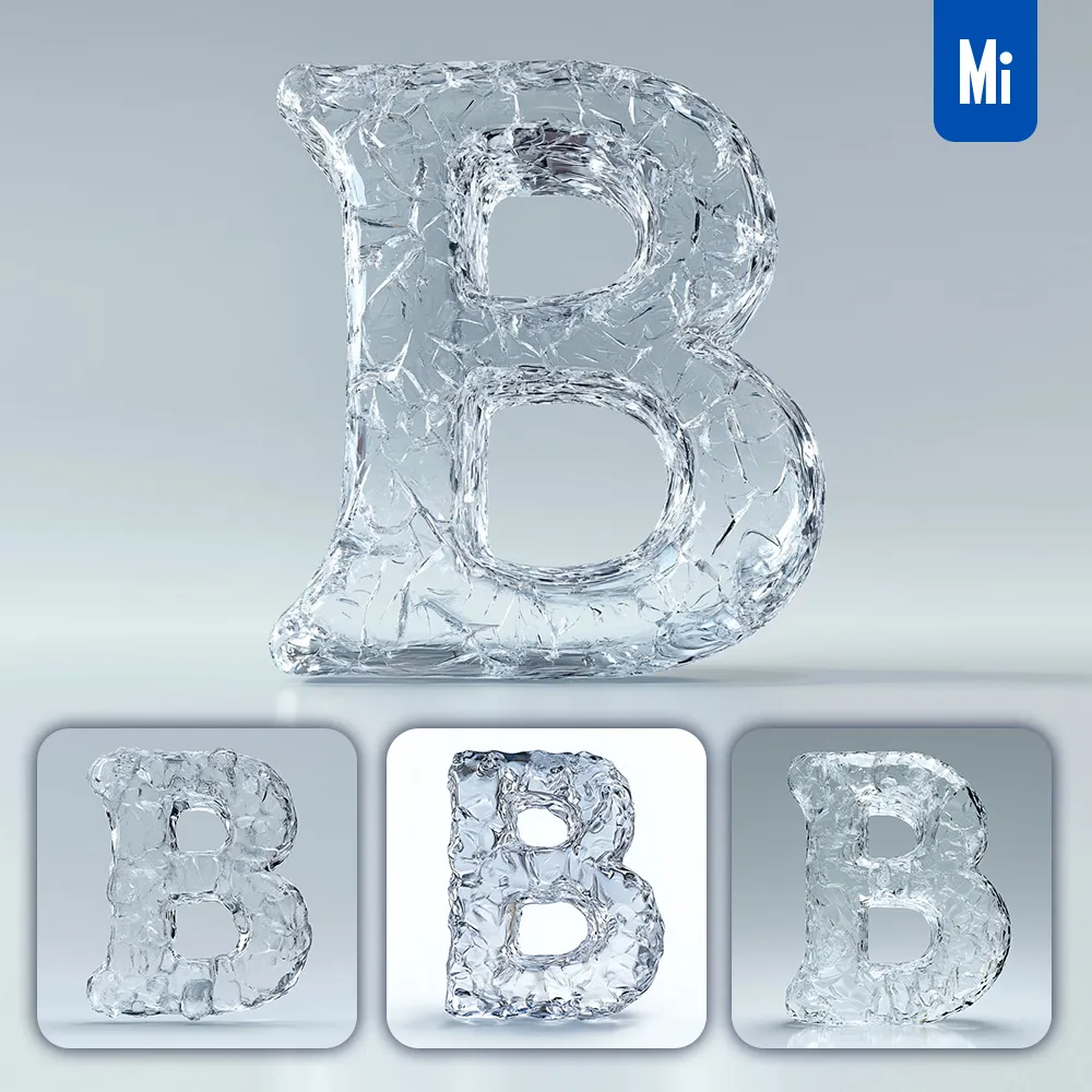 Midjourney Prompt B Letter Ice Transparent 3d Frozen