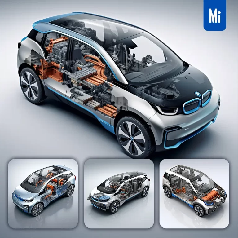 midjourney prompt BMW i3 eDrive car mechanical isometric 3D illustration