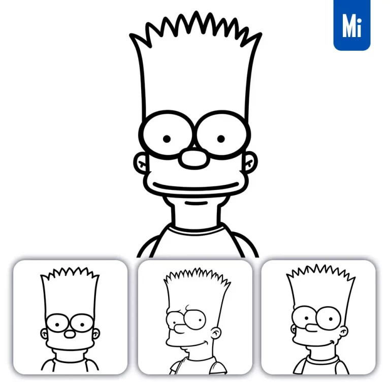 midjourney prompt Bart Simpson line cartoon graphic icon illustration avatar logo portrait
