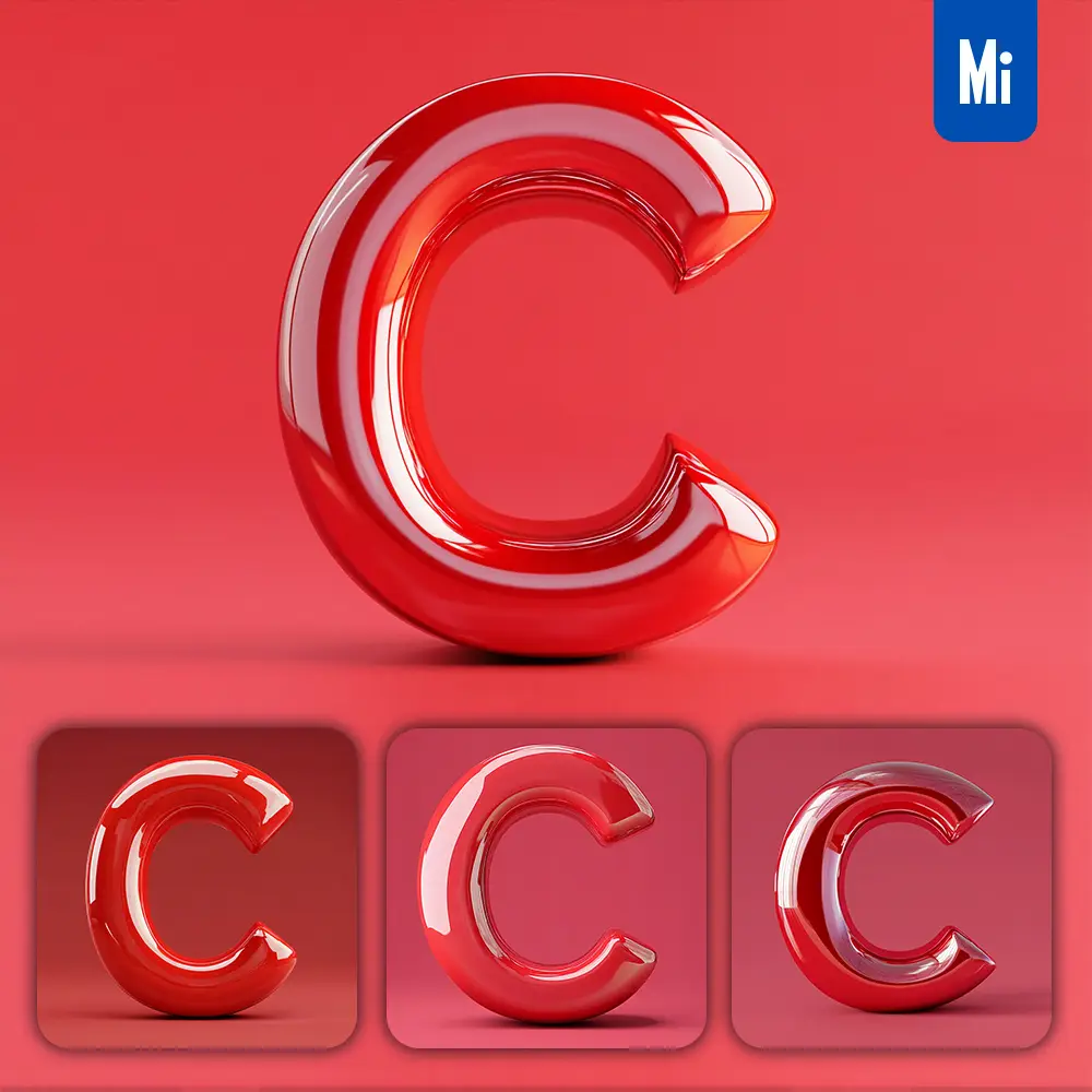 Midjourney Prompt C Letter Red 3d Smooth C4d