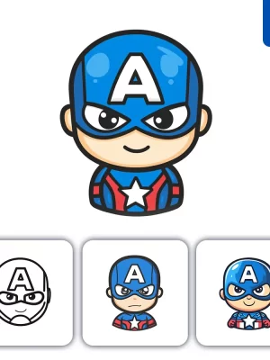 Midjourney Prompt Captain America Line Head Face Cartoon Graphic Icon Illustration Avatar Logo Portrait