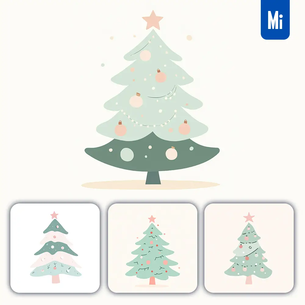 midjourney prompt Christmas tree cute vector illustration animation
