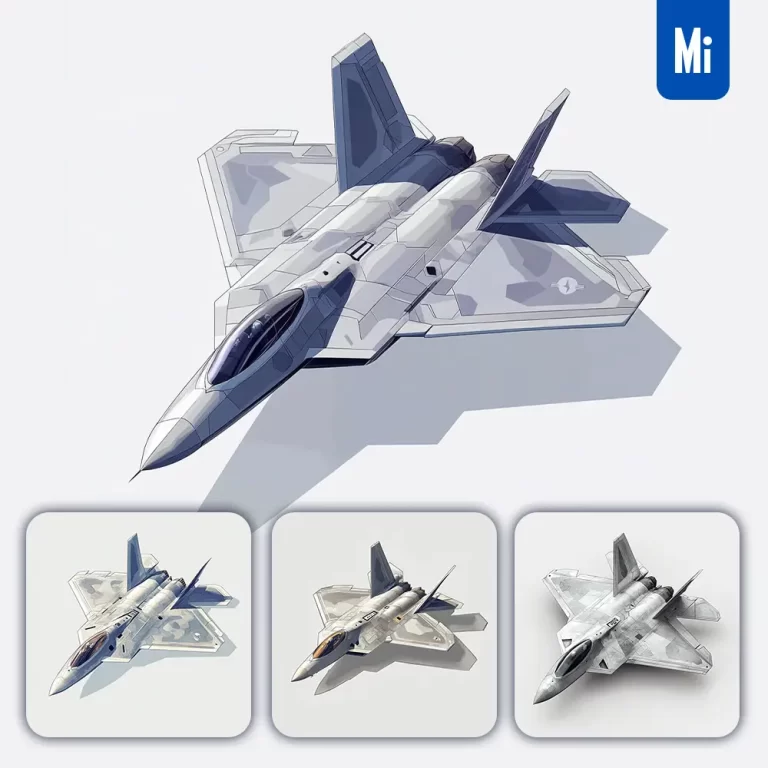 midjourney prompt F22 Raptor fighter jet US 3D model illustration