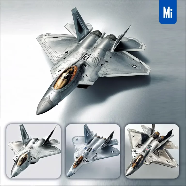 midjourney prompt F22 Raptor fighter jet US air force 3D model illustration