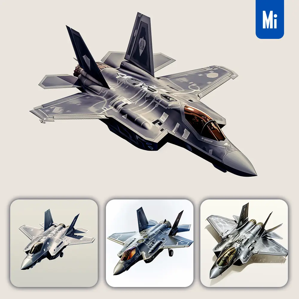 Midjourney Prompt F35 Fighter Jet Air Force 3d Model Illustration