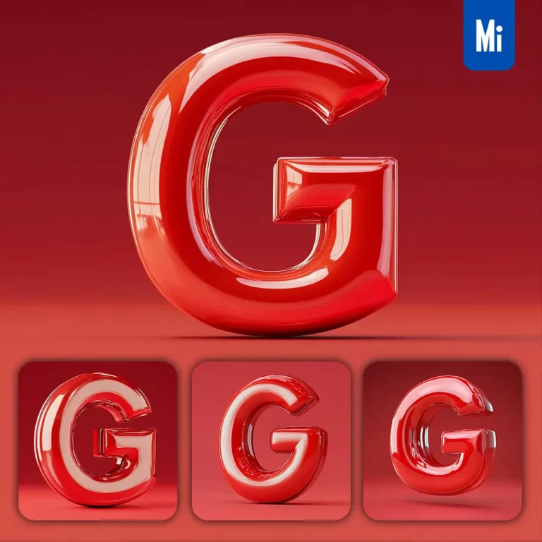 midjourney prompt G letter red 3D smooth C4D