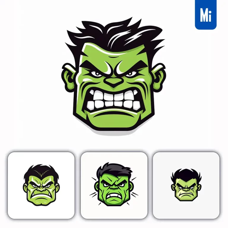 midjourney prompt Hulk line cartoon graphic icon illustration avatar logo portrait