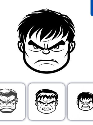 Midjourney Prompt Hulk Line Head Face Cartoon Graphic Icon Illustration Avatar Logo Portrait