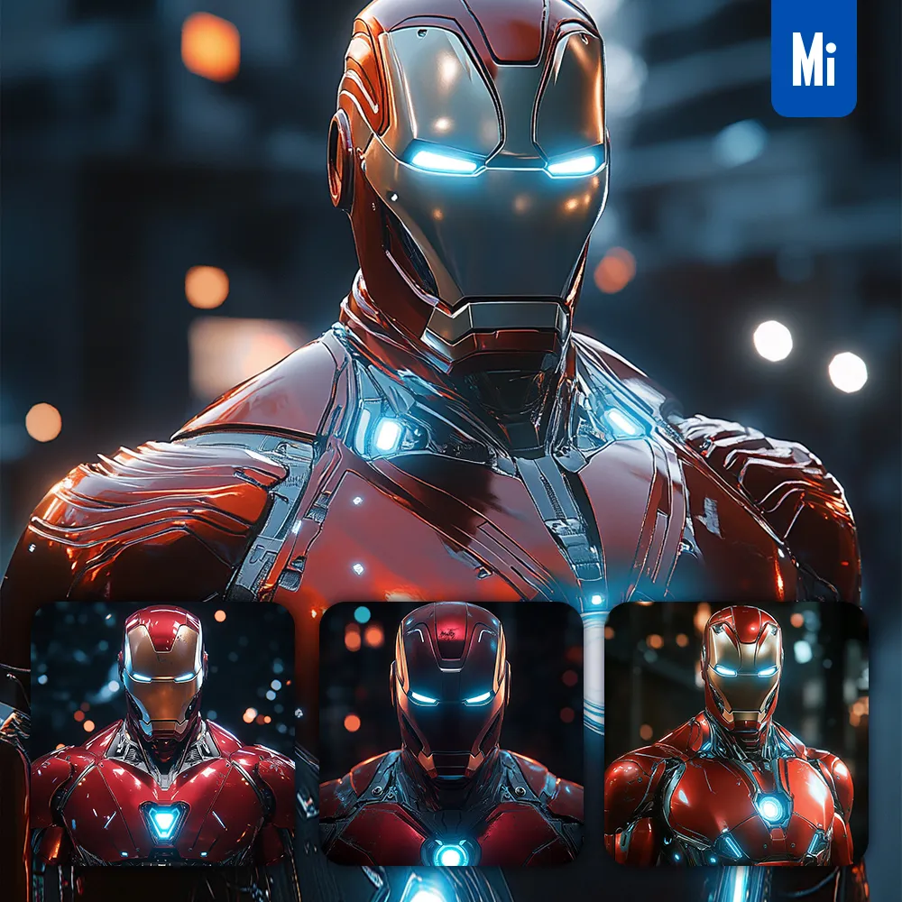 midjourney prompt Iron Man cartoon character portrait animation