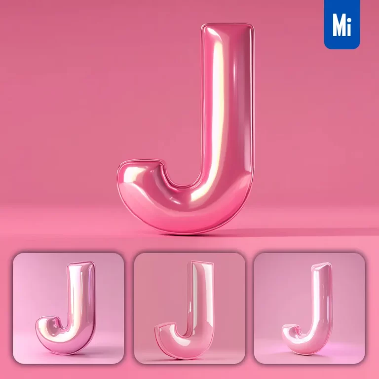 midjourney prompt J letter pink 3D smooth C4D