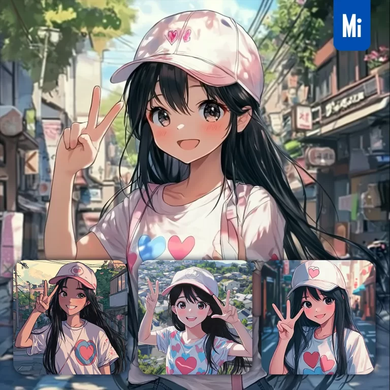 midjourney prompt Japanese student girl smile anime animation cartoon comics