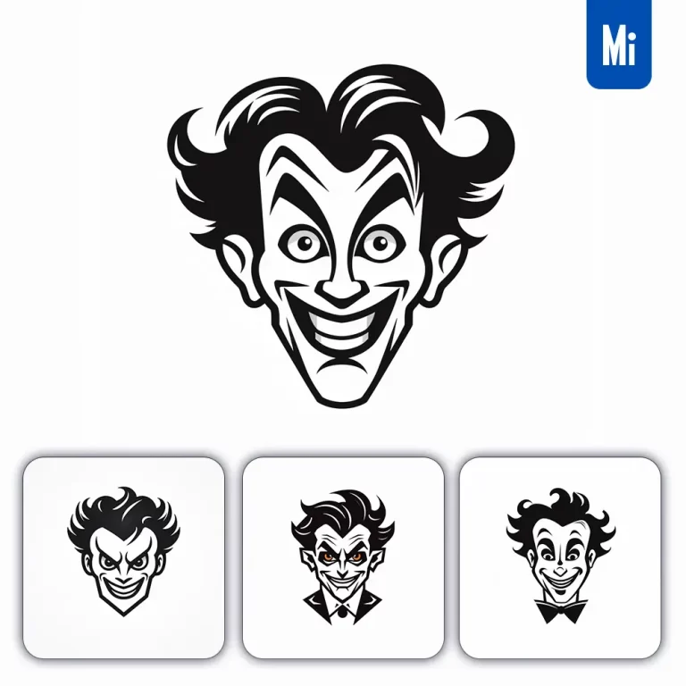 midjourney prompt Joker line cartoon graphic icon illustration avatar logo portrait