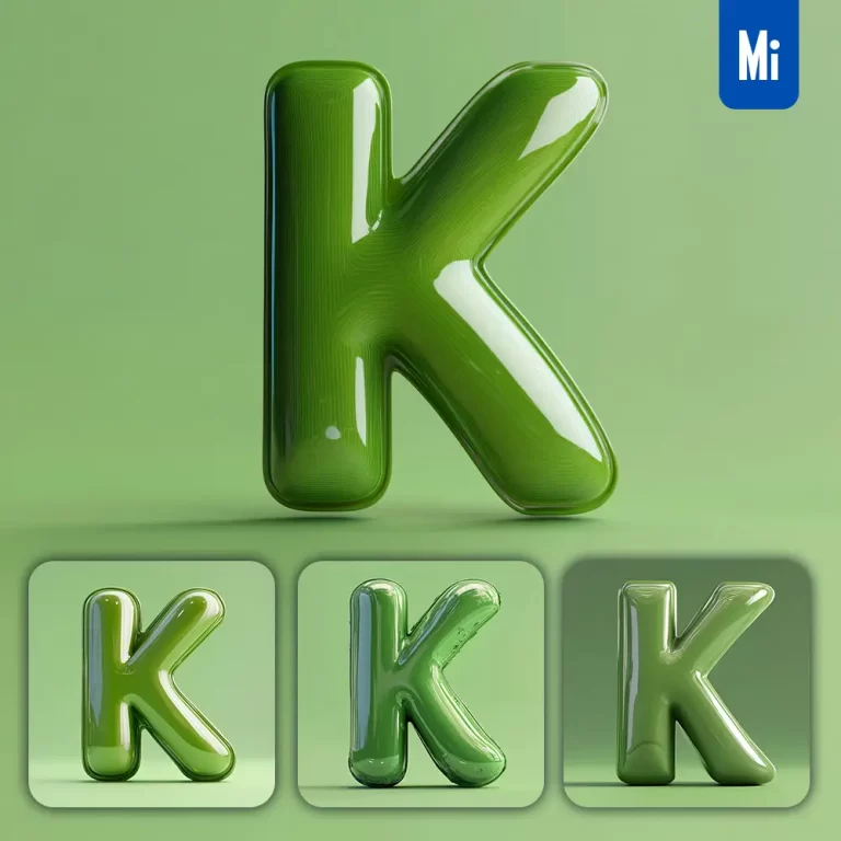 midjourney prompt K letter green 3D smooth C4D