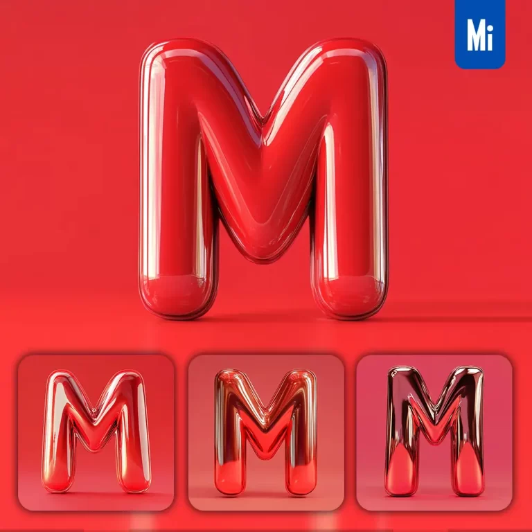 midjourney prompt M letter red 3D smooth C4D