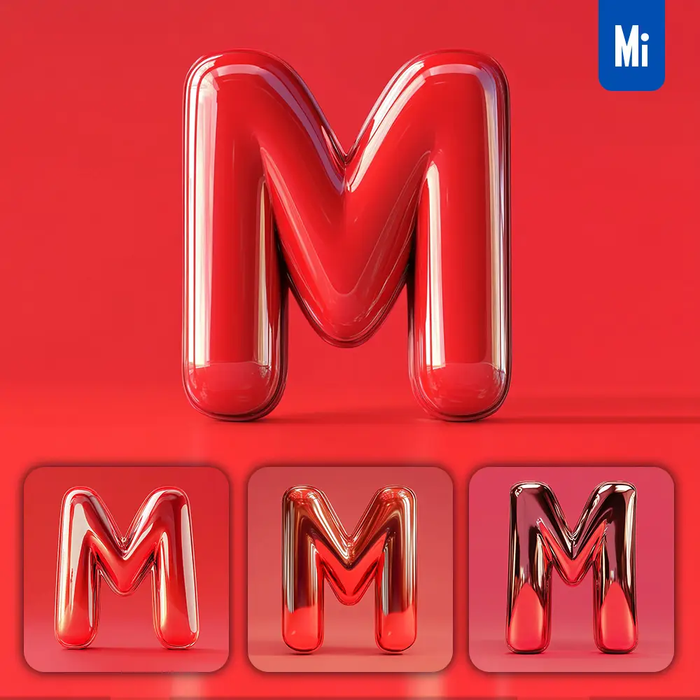Midjourney Prompt M Letter Red 3d Smooth C4d