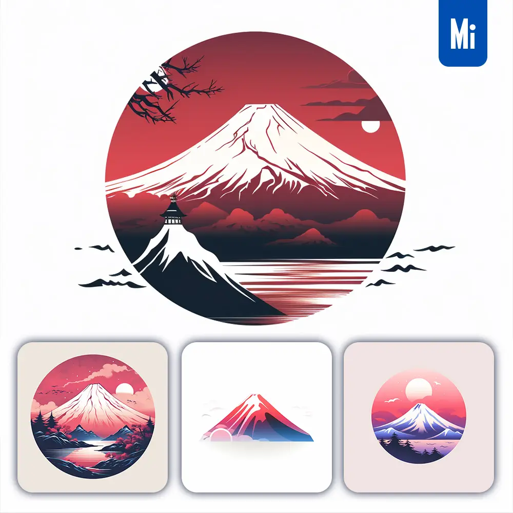 Midjourney Prompt Mount Fuji Mountain Japanese Graphic Vector Illustration