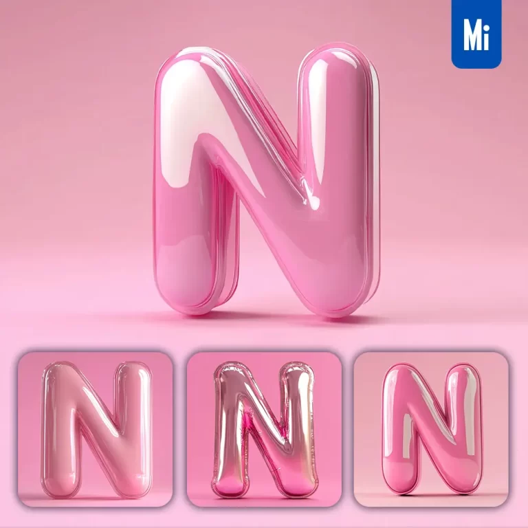 midjourney prompt N letter pink 3D smooth C4D