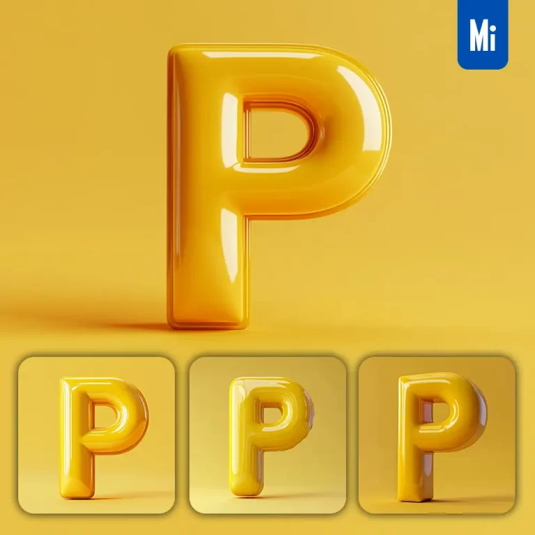 midjourney prompt P letter yellow 3D smooth C4D