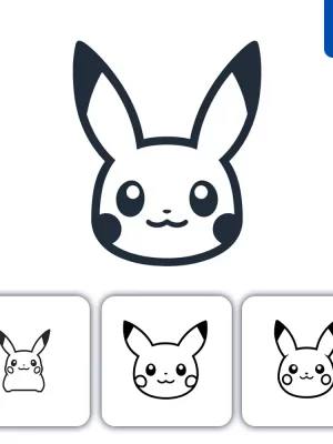 Midjourney Prompt Pikachu Line Head Face Cartoon Graphic Icon Illustration Avatar Logo Portrait