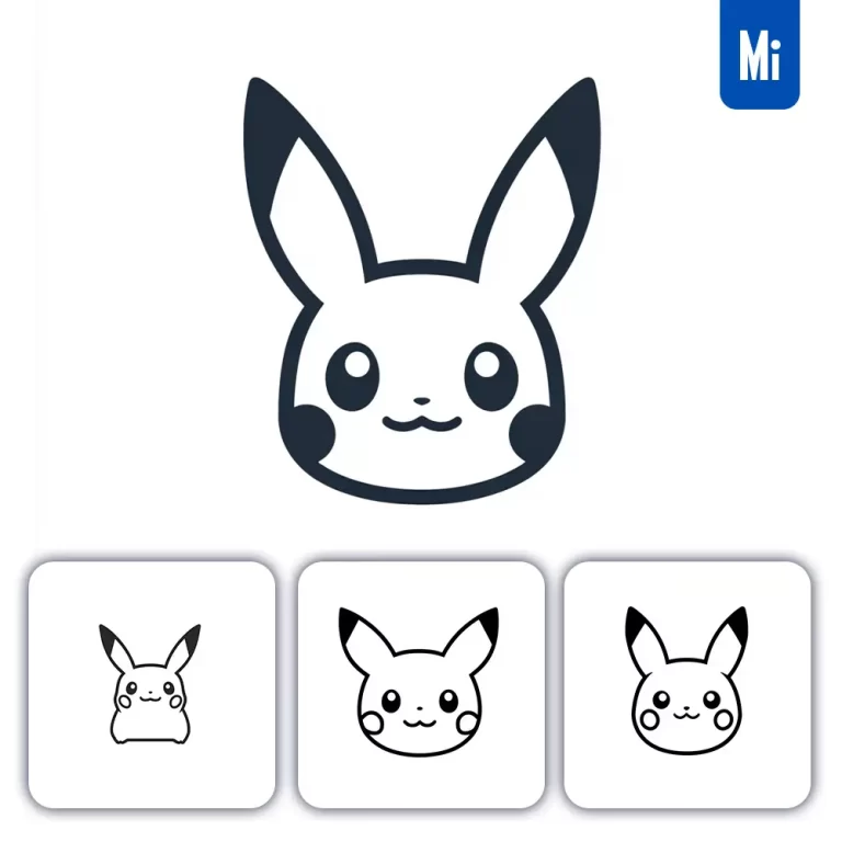 midjourney prompt Pikachu line head face cartoon graphic icon illustration avatar logo portrait
