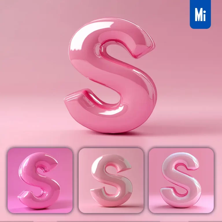 midjourney prompt S letter pink 3D smooth C4D