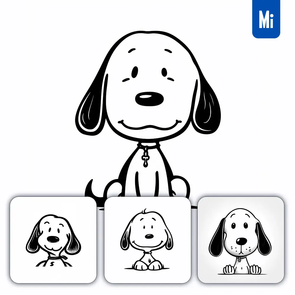 Midjourney Prompt Snoopy Line Cartoon Graphic Icon Illustration Avatar Logo Portrait