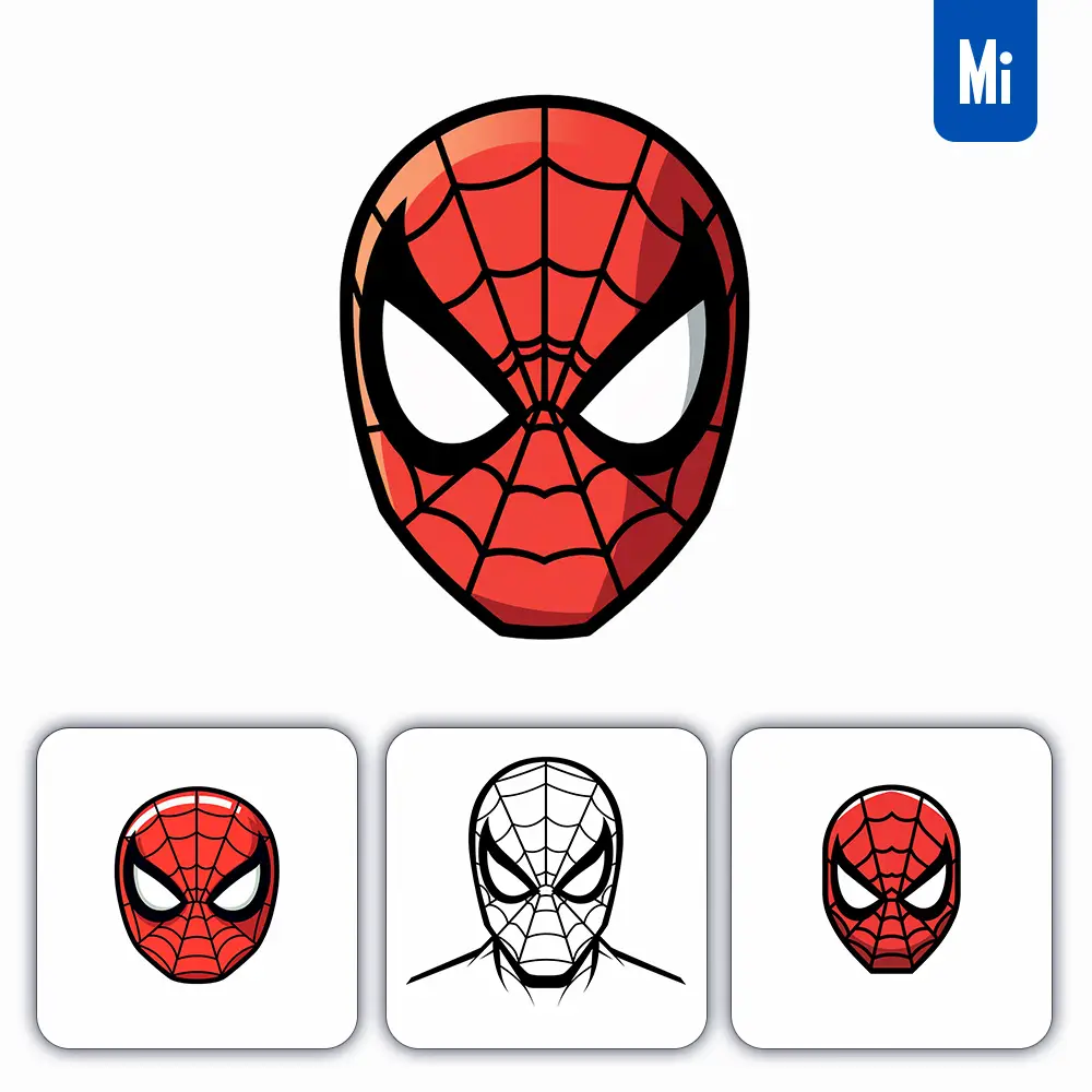 midjourney prompt Spider-Man spider man line cartoon graphic icon illustration avatar logo portrait