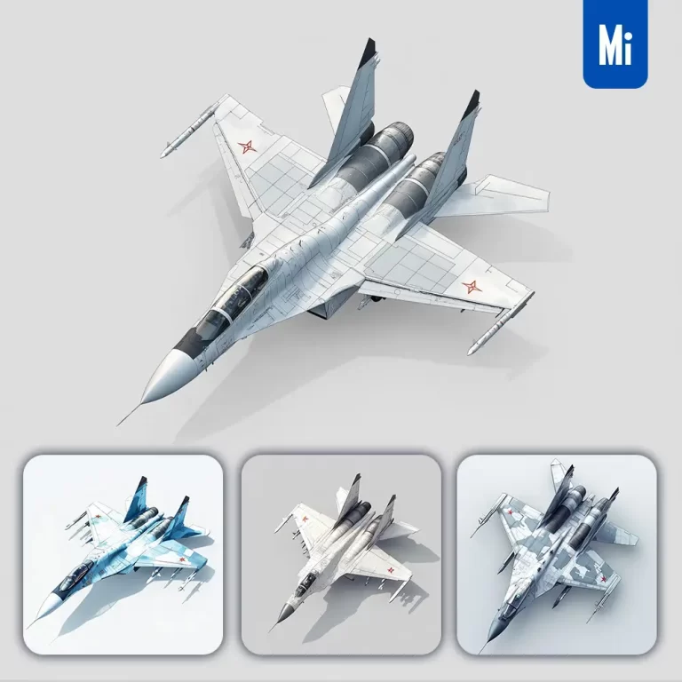midjourney prompt Su27 Flanker fighter jet 3D model illustration