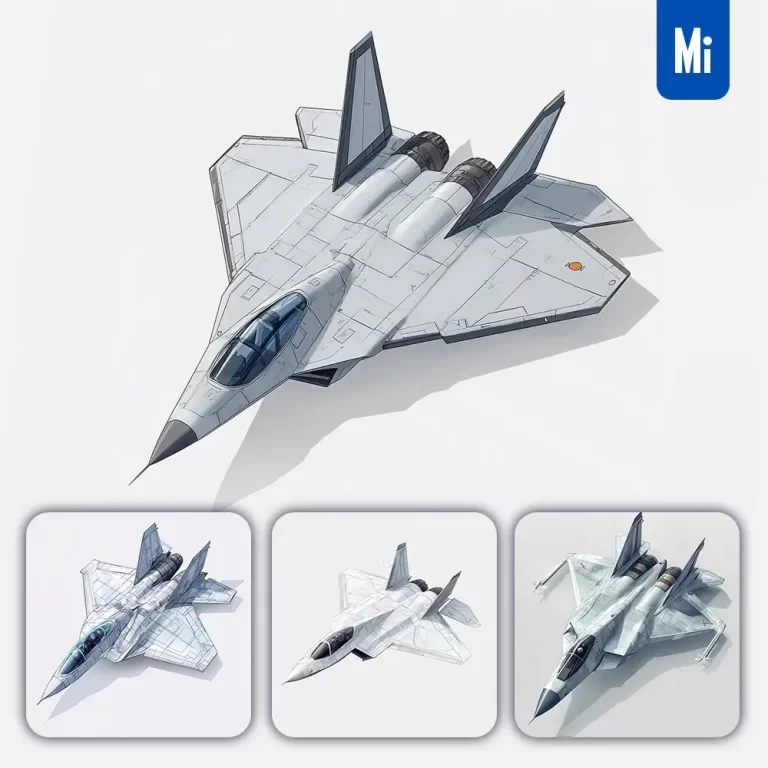 midjourney prompt Su57 Flanker fighter jet Aerospace Forces 3D model illustration