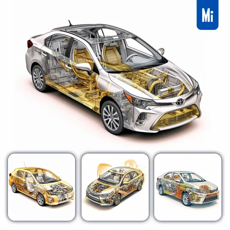midjourney prompt Toyota Corolla car breakdown drawing illustration