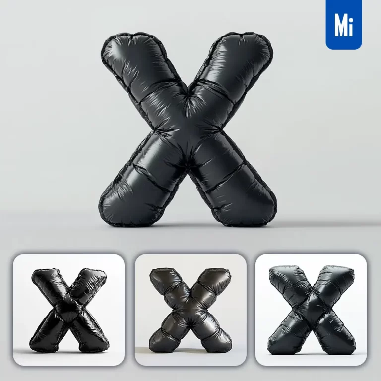 midjourney prompt X letter black inflated balloon 3D photography