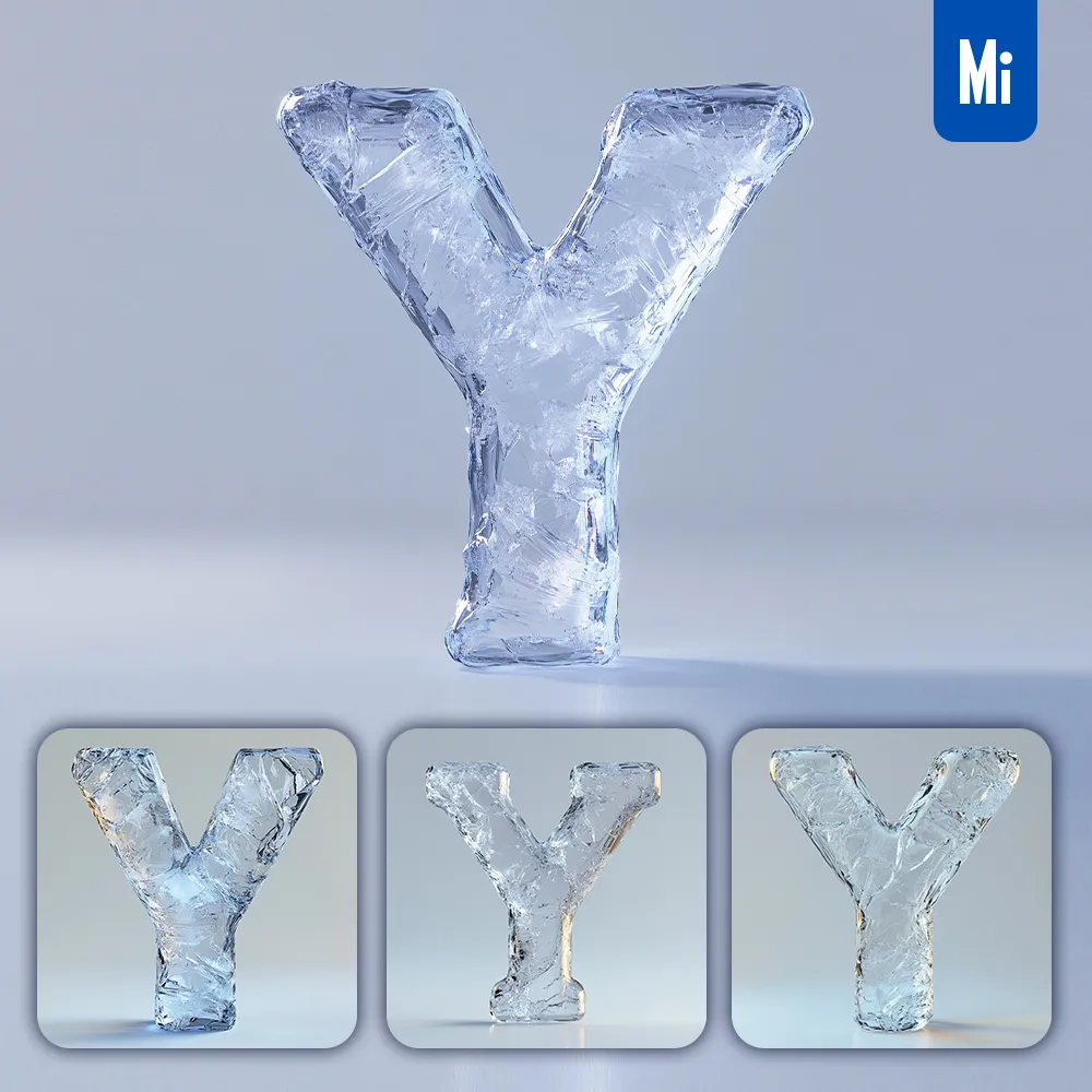 Midjourney Prompt Y Letter Ice Transparent 3d Frozen