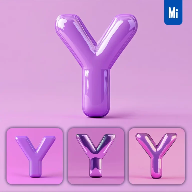 midjourney prompt Y letter purple 3D smooth C4D