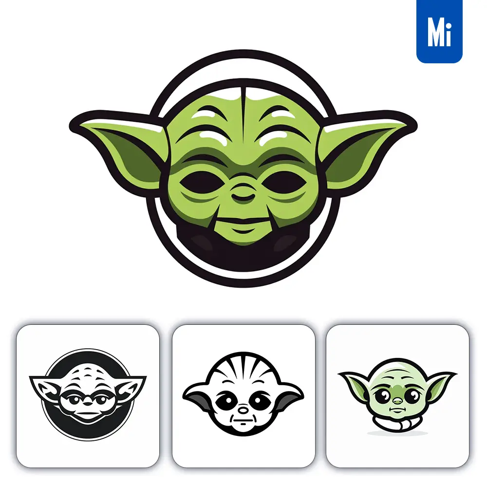Midjourney Prompt Yoda Line Cartoon Graphic Icon Illustration Avatar Logo Portrait