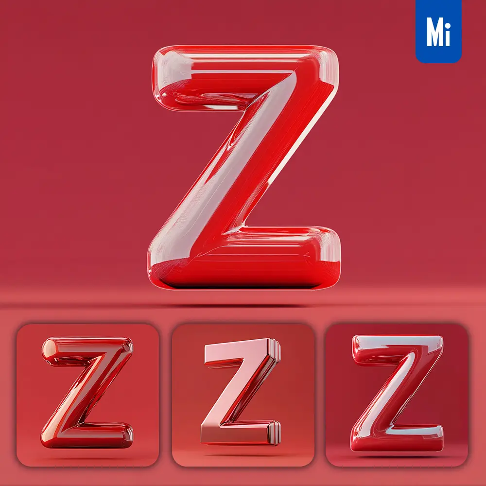Midjourney Prompt Z Letter Red 3d Smooth C4d