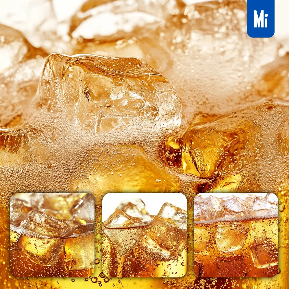 midjourney prompt beer cold ice cube block photography
