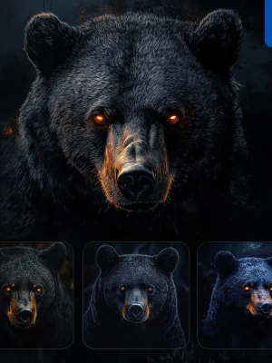 Midjourney Prompt Black Bear Head Face Airbrush Painting Photography