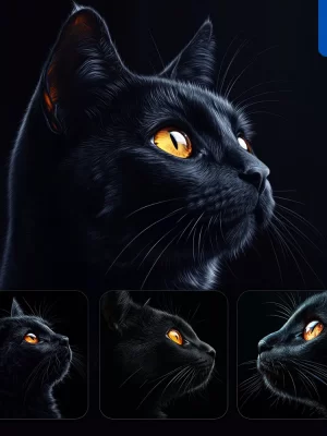 Midjourney Prompt Black Cat Head Face Airbrush Painting Photography