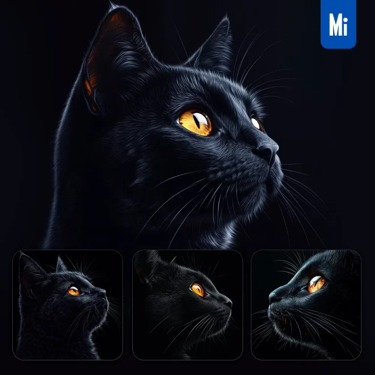 midjourney prompt black cat head face airbrush painting photography
