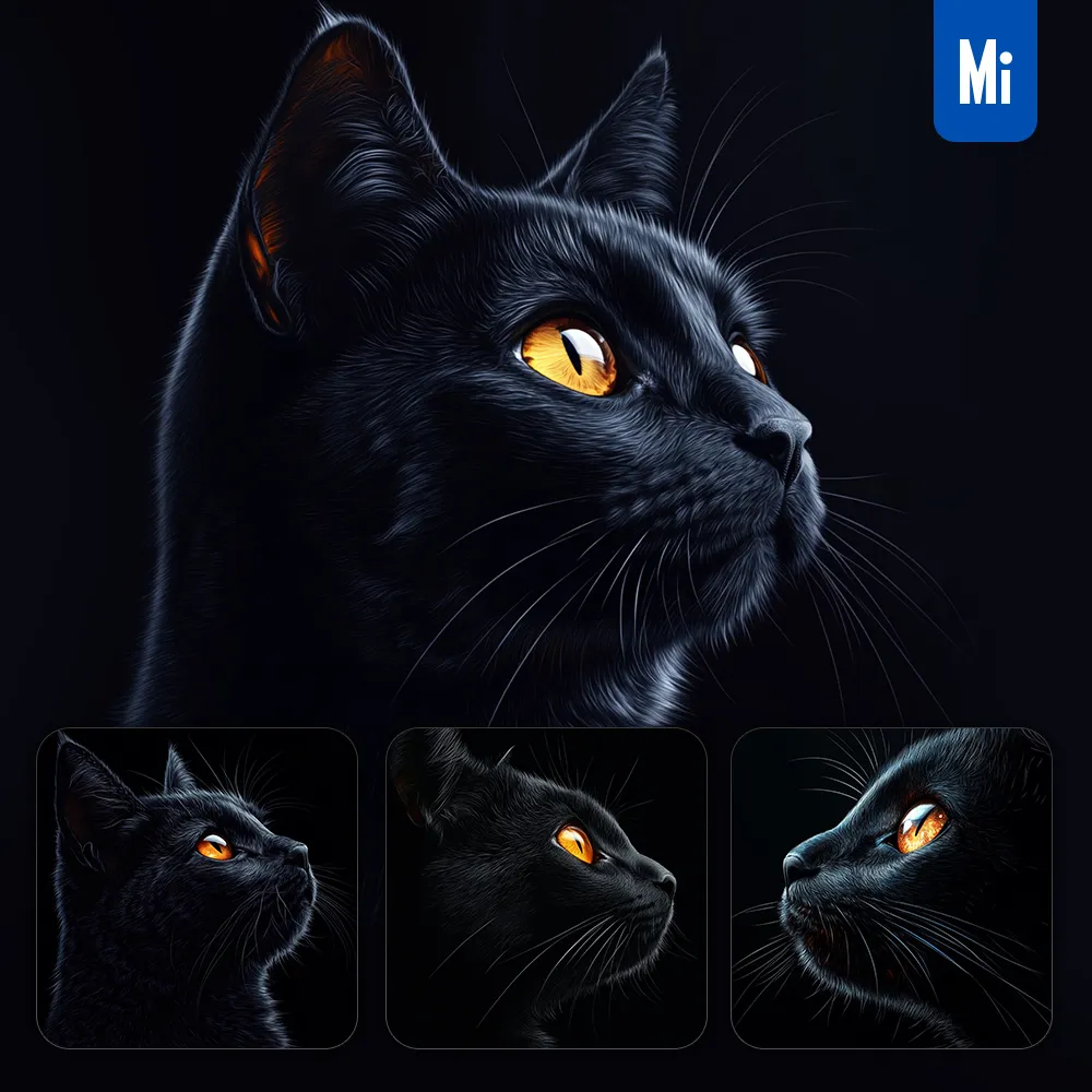 midjourney prompt black cat head face airbrush painting photography