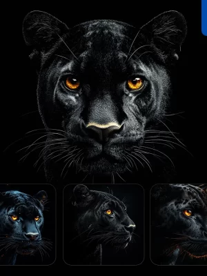 Midjourney Prompt Black Panther Head Face Airbrush Painting Photography
